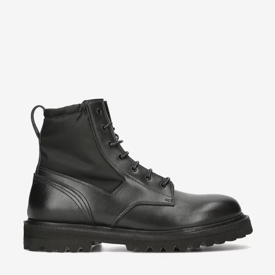 Shop Combat Boots In Leather And Nylon Man Ankle Boots