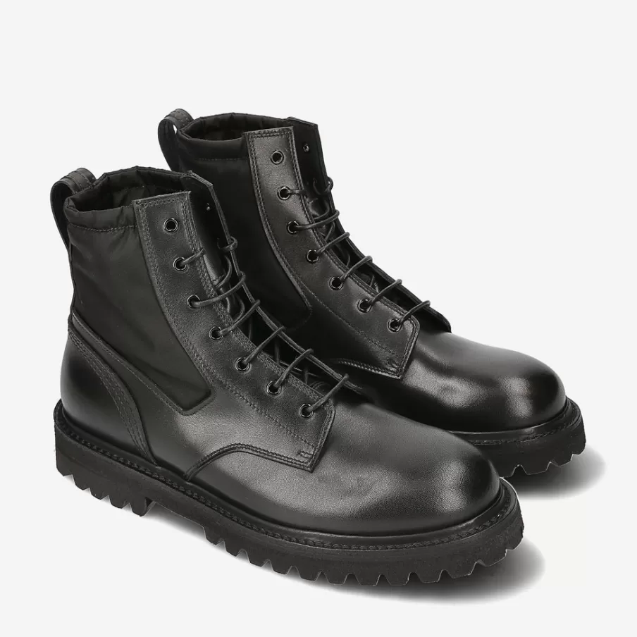 Shop Combat Boots In Leather And Nylon Man Ankle Boots