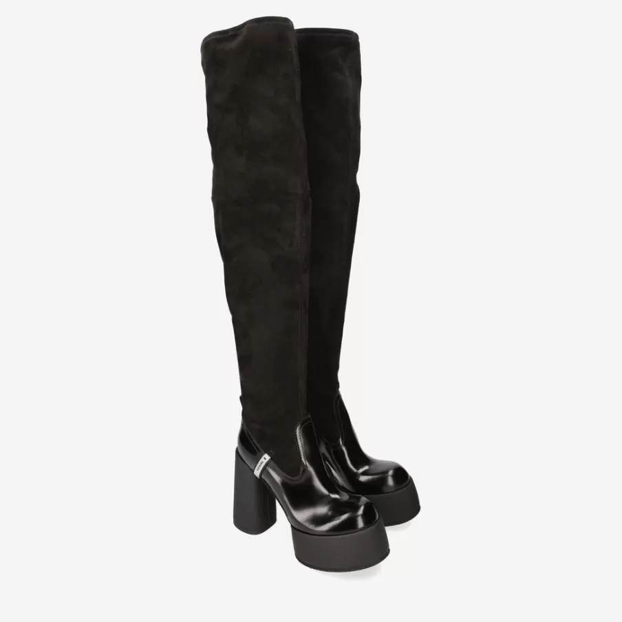 Outlet M6323H High Boots In Calfskin And Suede Woman Ankle Boots